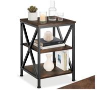 Table basse - TECTAKE - Table d'appoint NOTTINGHAM au style industriel, en bois MDF et acier, 40,5 x 40,5 x 60,5 cm - Bois foncé