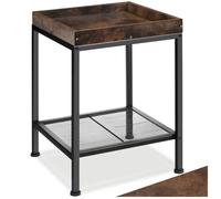 Table basse - TECTAKE - Table d'appoint ROCHESTER au style industriel, en bois MDF et acier, 41,5 x 41 x 56 cm - Bois foncé