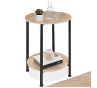 Table basse - TECTAKE - Table d'appoint ronde BALLINA style industriel, bois MDF et acier, Ø 45 x 64 cm - Bois clair/Chêne sonoma