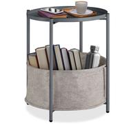 Table basse - TECTAKE - Table d'appoint ronde CANTERBURY en acier revêtu par poudre avec panier, Ø 45,5 x 53 cm - Gris foncé