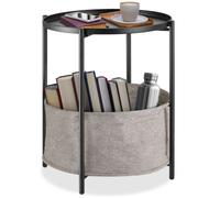 Table basse - TECTAKE - Table d'appoint ronde CANTERBURY en acier revêtu par poudre avec panier, Ø 45,5 x 53 cm - Noir