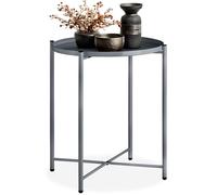 Table basse - TECTAKE - Table d'appoint ronde CHESTER acier avec étagère amovible, structure filigrane, Ø 45,5 x 53 cm - Gris foncé