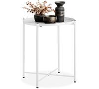 Table basse - TECTAKE - Table d'appoint ronde CHESTER en acier avec étagère amovible, structure filigrane, Ø 45,5 x 53 cm - Blanc