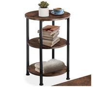 Table basse - TECTAKE - Table d'appoint ronde COLCHESTER style industriel, en bois MDF avec 3 étages, Ø 40 x 61 cm - Bois foncé