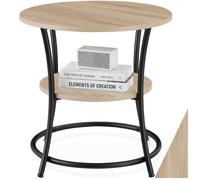 Table basse - TECTAKE - Table d'appoint ronde SAINT LOUIS style industriel, en bois et acier, Ø 55 x 56 cm - Bois clair/Chêne sonoma