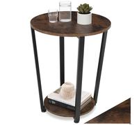 Table basse - TECTAKE - Table d'appoint ronde SWINDON au style industriel, en bois MDF et acier, Ø 50 x 62,5 cm - Bois foncé