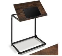 Table basse - TECTAKE - Table d'appoint RUSTON en panneau aggloméré et acier, style industriel, 55 x 35 x 66,5 cm - Bois foncé