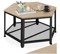 Table basse - TECTAKE - Table de salon NORWICH hexagonale style industriel, en bois MDF et acier, 86,5 x 75 x 46,5 cm - Bois clair