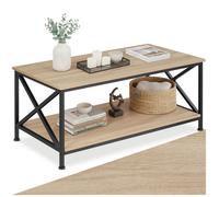 Table basse - TECTAKE - Table de salon rectangulaire PITTSBURGH en bois et acier 100 x 55 x 45,5 cm - Bois clair
