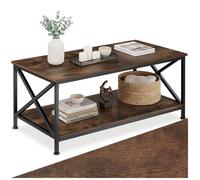 Table basse - TECTAKE - Table de salon rectangulaire PITTSBURGH en bois et acier 100 x 55 x 45,5 cm - Bois foncé