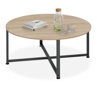 Table basse - TECTAKE - Table de salon ronde ABERDEEN au style industriel, en bois et acier Ø 88,5 x 47 cm - Bois clair