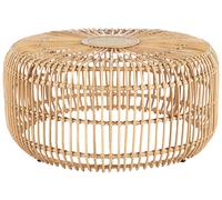 Table Basse Teinte Naturelle en Rotin 85 cm Ronde Effet Cage Fait Main Randazzo