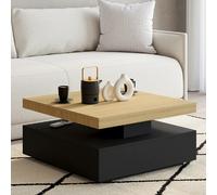 Table basse pivotante THEA carrée bois et noir