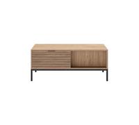 Table Basse Tiroirs à Ouverture Bi-latérale Aspect bois Tasseaux Pieds Métal - APPA - ALTOBUY Marron G