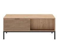 Table Basse Tiroirs à Ouverture Bi-latérale Aspect bois Tasseaux Pieds Métal - APPA - ALTOBUY Marron G