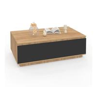 IDMARKET Table basse TOMI 110 cm avec porte façon hêtre et noir