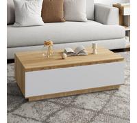 IDMarket - Table Basse TOMI 110 cm avec Porte façon hêtre et Blanc