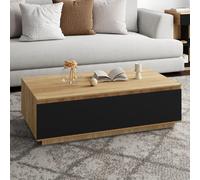 IDMARKET Table basse TOMI 110 cm avec porte façon hêtre et noir