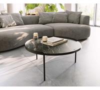 Table-basse Torell 80x80 cm Céramique Laminam®Noir Désir Marron Cadre métallique finition effet titane