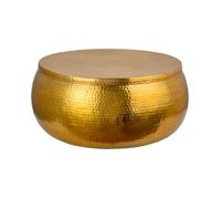 Table basse TRIANE 70 cm dorée martelée - Aluminium brillant avec coffre de rangement