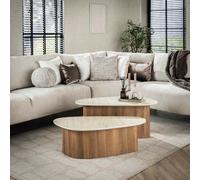Table basse triangle en bois et céramique MARTIN3 (lot de 2)