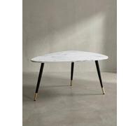 Table Basse Triangulaire 90x60x41 cm Aspect marbre, métal, Blanc