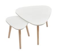 Table basse triangulaire ovale Lot de 2 - OHMG - Blanc pur - Bois - Laqué