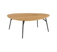 Table basse triangulaire pieds métal noirs et effet chêne EZIA