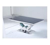 Table basse Trofy Chrome et plateau en verre 120x70 cm effet marbré noir