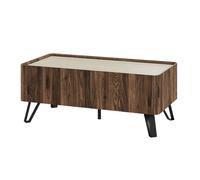 Table basse Trorlon 100 x 50 x 40 cm effet noyer / travertin
