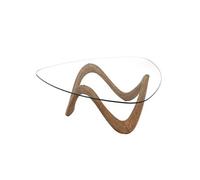 Amadeus Table basse forme galet 106x106x40 cm en verre et chêne