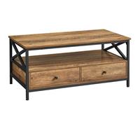 Table basse - VASAGLE - Marron châtaigne et noir - Vintage - 2 tiroirs et 1 compartiment ouvert