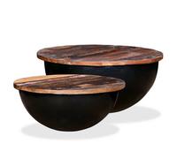 Table basse - vidaXL - 2 pcs - Bois de récupération massif - Noir - Design industriel