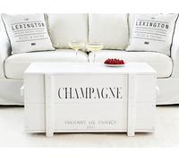 Table basse vintage, style shabby chic, en bois massif, blanche, avec espace de rangement et couvercle. Coffre en bois, table basse pour salon