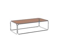 Table basse vintage verre trempé et acier chromé ambre - Noli