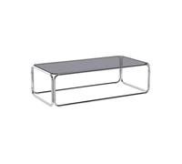 Table basse vintage verre trempé et acier chromé gris - Noli