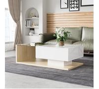 Table basse - WESTYLE - 110x60 - Plateau verre trempé - LED 16 couleurs - Rangement intégré
