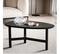Table Basse - WOHNLING - Bois Massif Mango - Noir - Design Moderne - Forme Asymétrique