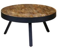 Table basse Woody ronde placage teck recyclé 76 x 40 cm