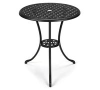 Table bistro d'extérieur - Table ronde pour café - Diamètre 60 cm - Hauteur 65 cm - Parasol de 5 cm inclus - Aluminium moulé - Noir