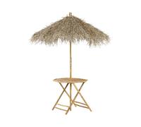 Beliani Table Bistro en Bambou avec Parasol Pliant pour Intérieur et Extérieur Molise