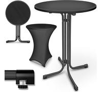 Table bistrot pliable - Table ronde pour événements - Idéale pour les fêtes en extérieur - Entièrement pré-assemblée - Diamètre 80 cm - Noire
