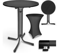 Table bistrot pliable - Table ronde pour événements - Idéale pour les fêtes en extérieur - Entièrement pré-assemblée - Diamètre 80 cm - Noire