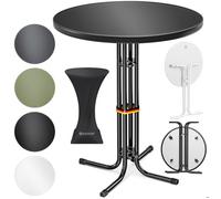 Table bistrot pliante ronde - KESSER - Blanc - Ø 80 cm - Hauteur 110 cm - Pieds réglables en hauteur