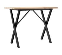 Table Brun - Table à manger tendance et pratique - 4 a 6 personnes - cadre en X 100x50x75 5 cm bois pin massif acier（41721）
