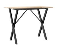 Table Brun - Table à manger tendance et pratique - 4 a 6 personnes - cadre en X 100x50x75 cm bois de pin massif acier（47684）