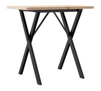 Table Brun - Table à manger tendance et pratique - 4 a 6 personnes - cadre en X 80x50x75 5cm bois de pin massif acier（53960）