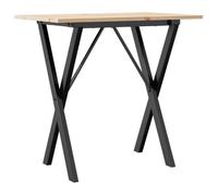 Table Brun - Table à manger tendance et pratique - 4 a 6 personnes - cadre en X 80x50x75 cm bois de pin massif acier（12996）