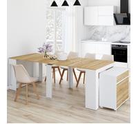 Table buffet extensible ORLANDO 10 personnes 235 cm bois blanc et façon hêtre
