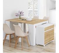 IDMarket - Table Buffet Extensible Orlando Bois/Blanc 140 cm